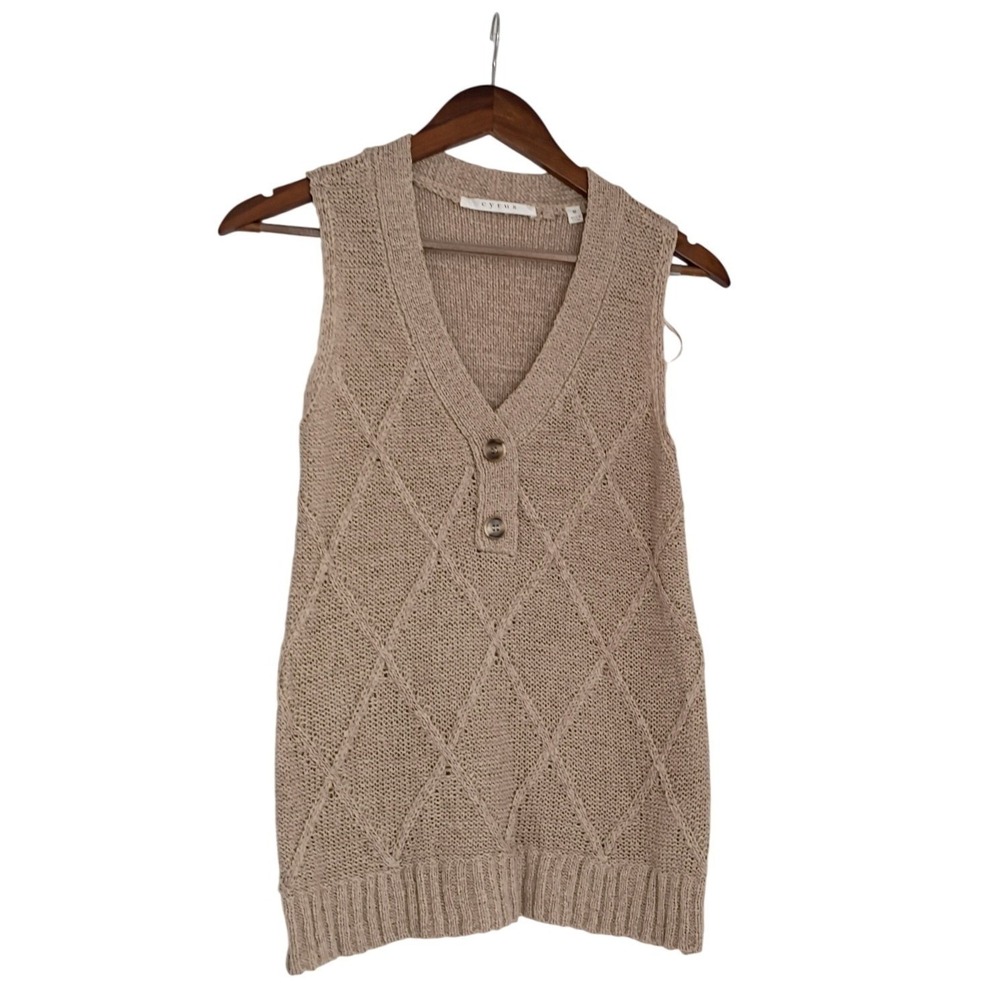 Cyrus Y2K Preppy Diamond Pattern Button Front Sweater Vest M NWOT Minimalist - Picture 2 of 8